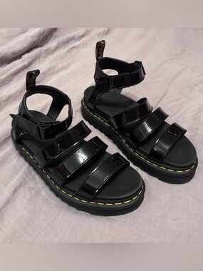 Dr. Martens Blaire Black Patent Platform Sandals